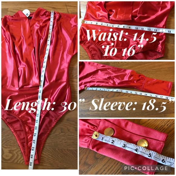 Satin Surplice Plunge Neck Bodysuit size M - Picture 15 of 16